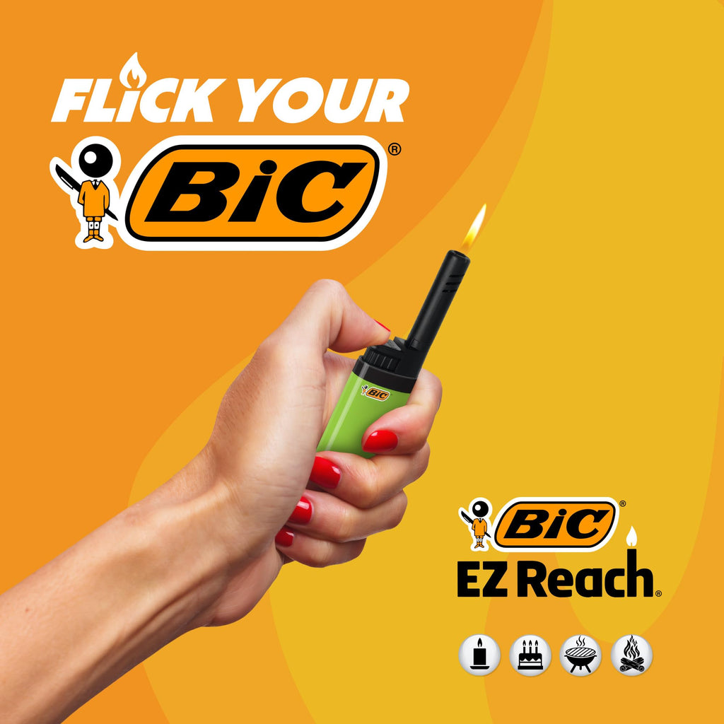 BIC EZ Reach Lighters, Long Metal Wand Candle Lighter, Home Décor Collection, 6-Pack (Designs May Vary)