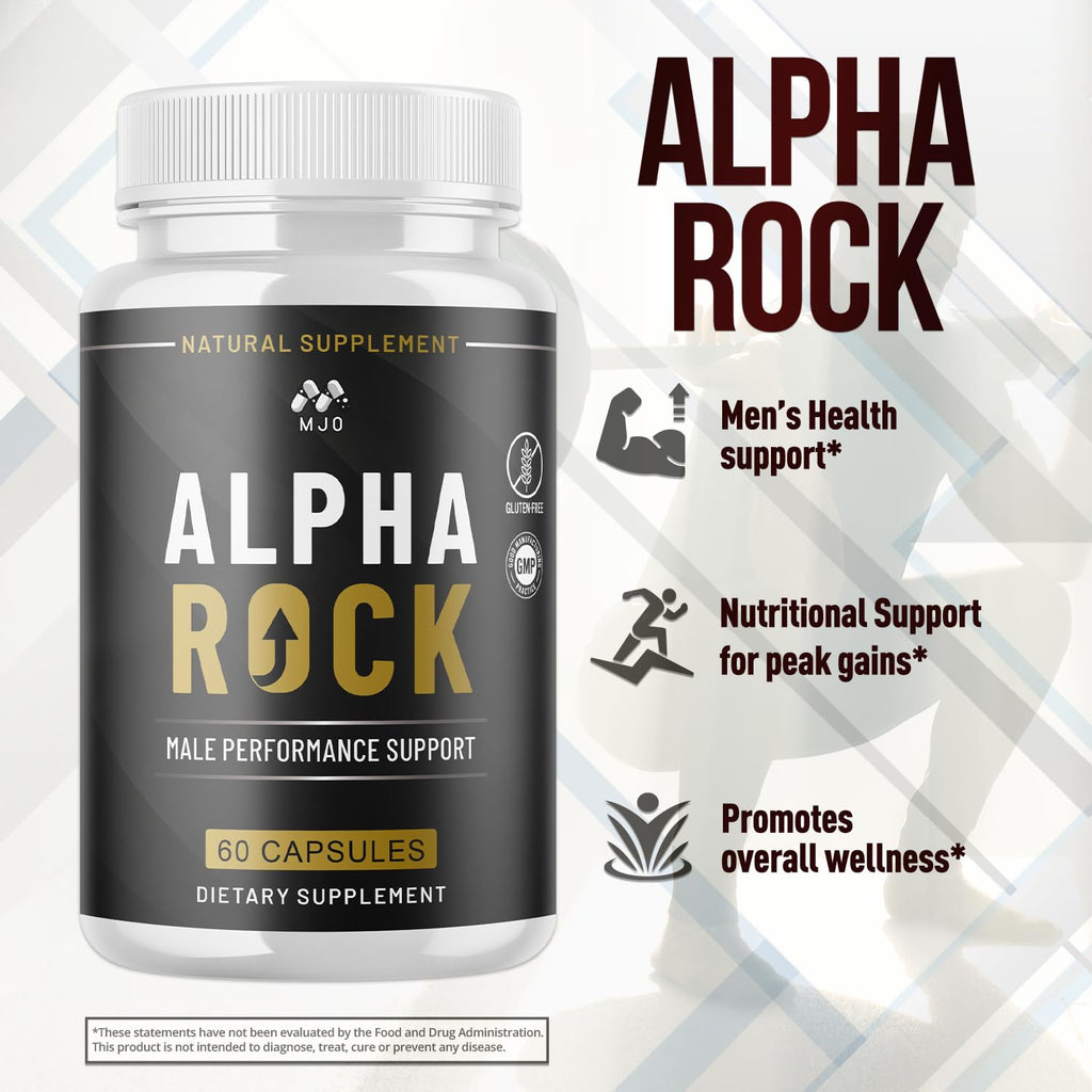 (3 Pack) Alpha Rock Pills for Men, Official Alpha Rock Male Performance Capsules with Natural Ingredients Max Strength Supplement with Premium Vitamins Support Optimal Wellness & Health (180 Capsules)