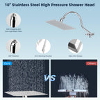 Hibbent All Metal CUPC Certified Shower Head, 10'' High Pressure Rainfall Shower Head, Handheld Showerhead Combo, 12'' Adjustable Extension Arm, 10 Sprays, 71'' Shower Hose, Showerhead Holder, Chrome