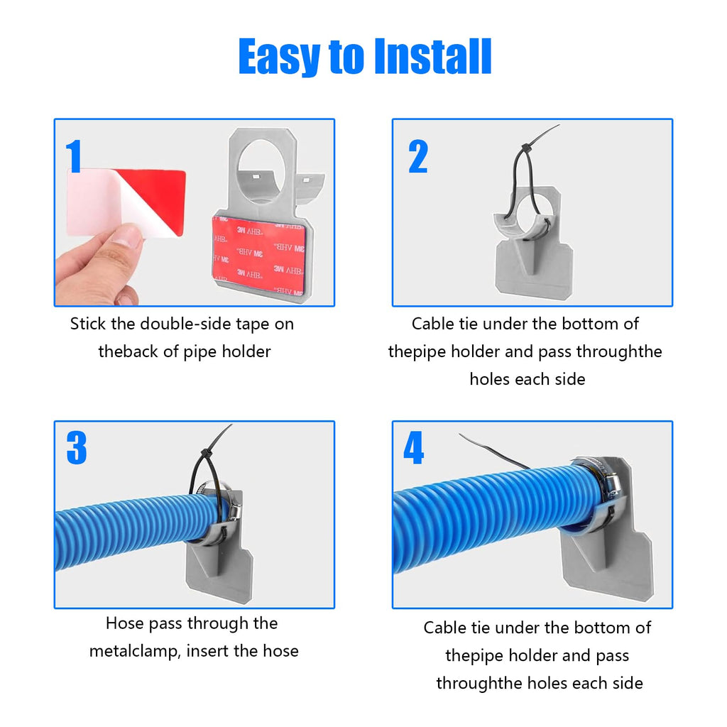 1.25" x 41in Pool Hoses Set for Above Ground Pools – Pool Pump Replacement Hose with Clamps, Compatible with Intex, Coleman, Summer Waves Pool Pumps & Filters (2 PACK Blue)