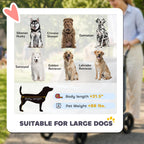 PawHut Dog Stroller for Large Dogs, One-Click Folding 4 Wheel Large Pet Stroller Wagon for Multiple Pets, All Terrain Spring Suspension w/ 8-Position Adjustable Handle, Mesh Window, Up to 66 LBS, Gray