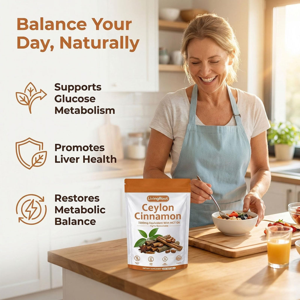 SCEZROB Living Root Ceylon Cinnamon - 300 Softgels 7200mg Equivalent with MCT Oil, Livingroot Organic Ceylon Cinnamon Powder Supplement for Supports Metabolism, Liver Function & Energy (1)