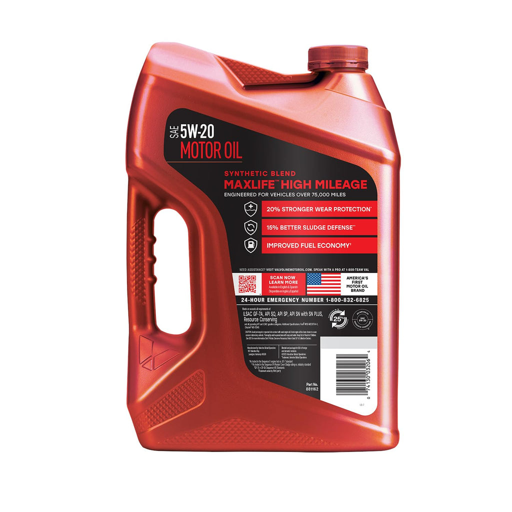 Valvoline MaxLife High Mileage 5W-20 Synthetic Blend Motor Oil 5 Quart