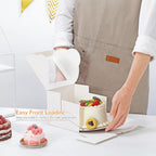 EQOREIIN Mini Cake Boxes 6 Inch with Window, 48 Set Bakery Boxes with Cake Boards & Stickers, Cupcake Box for Birthday, Party, Wedding, Mother's Day, Valentine's Day, Christmas（6x6x5 inch）