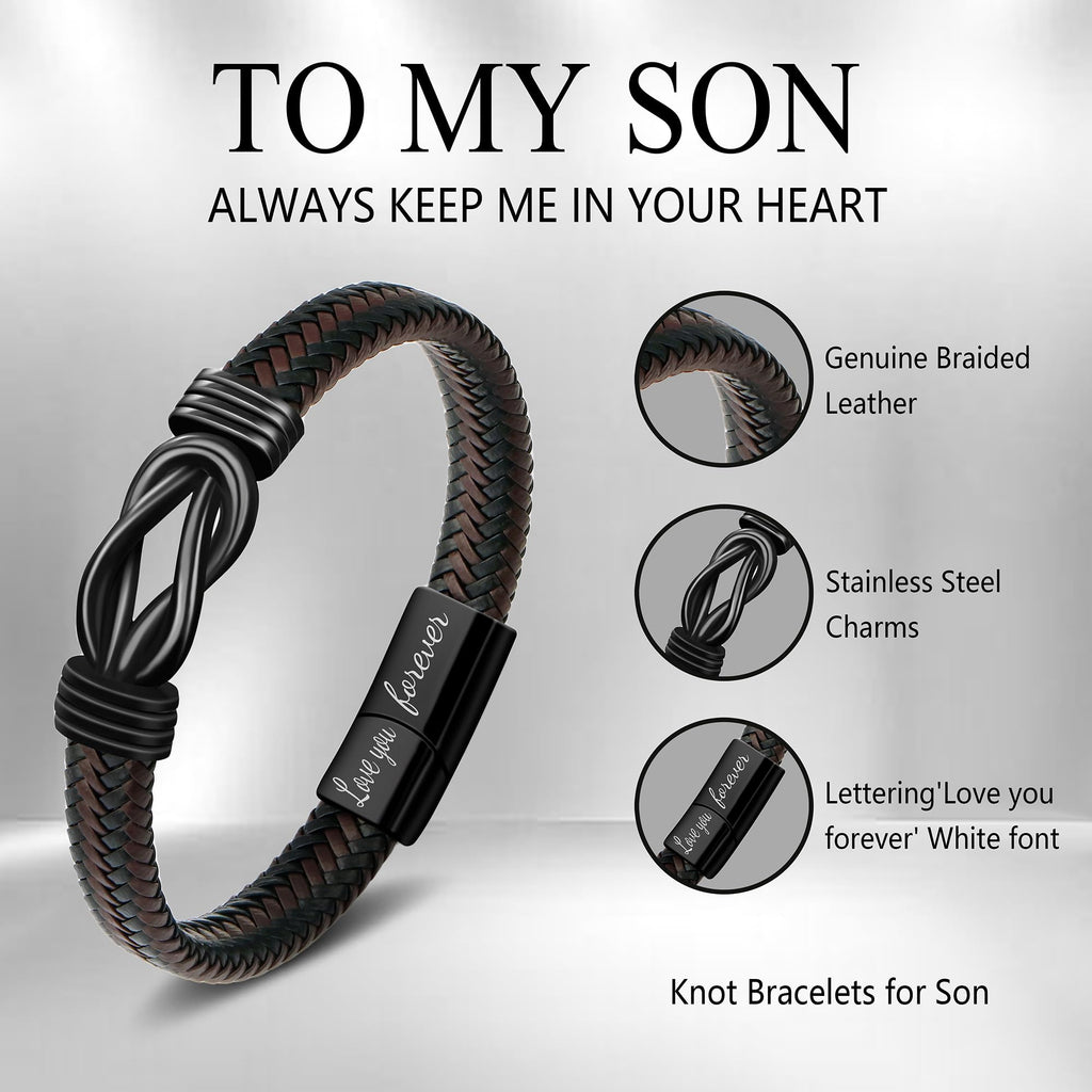 To My Son Bracelet Gifts from Mom, Christmas Birthday Gifts Ideas for Son