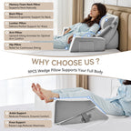 Yojoker 9PCS Orthopedic Bed Wedge Pillow Set for Sleeping, Back and Leg Pain Relief, Post Surgery Foam Pillow for Body, Triangle Adjustable Support Pillow - Acid Reflux Sleeping Pillows