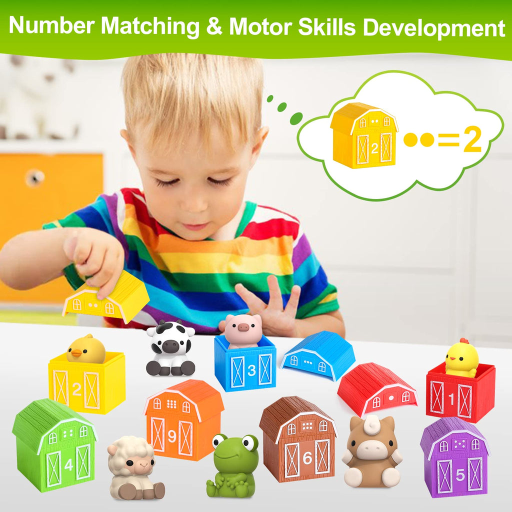 Farm Animal Toys for Toddler 1-3 Year Old, Montessori Toy Gift for Boy Girl