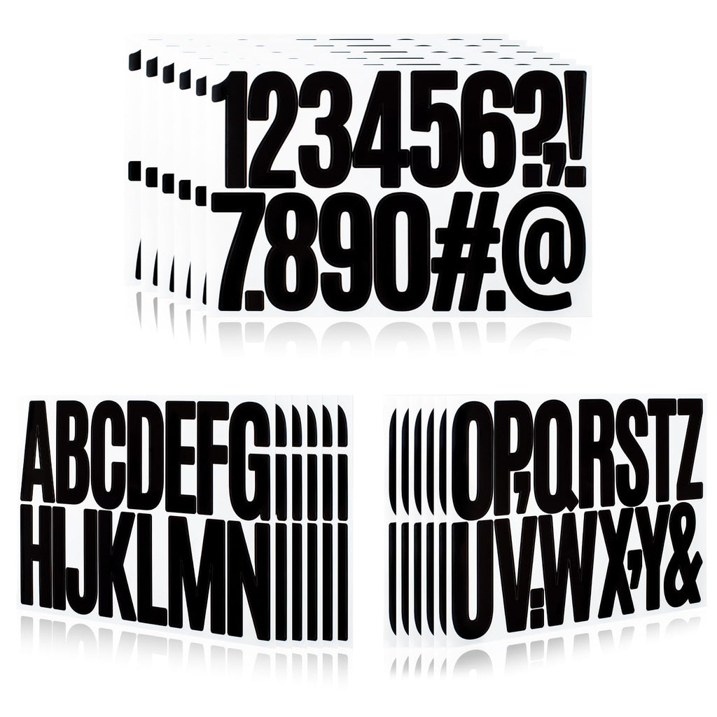 288 Pieces 18 Sheets Letter Stickers,Self Adhesive Vinyl Waterproof Mailbox Numbers Stickers,Alphabet Number Decals for Mailbox,Window,Door,Sign,Address Number,Business(3 Inch) (Black)