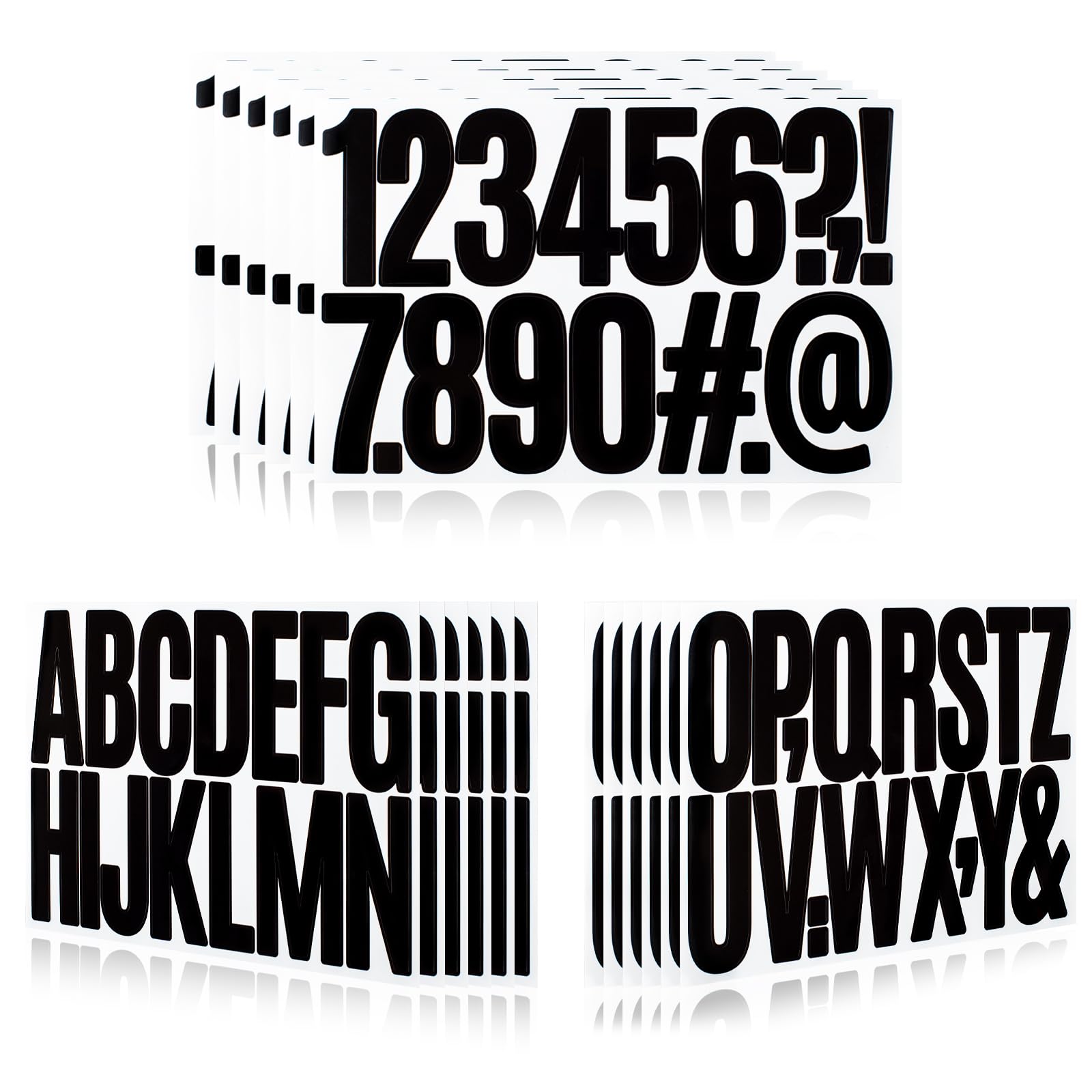 288 Pieces 18 Sheets Letter Stickers,Self Adhesive Vinyl Waterproof Mailbox Numbers Stickers,Alphabet Number Decals for Mailbox,Window,Door,Sign,Address Number,Business(3 Inch) (Black)