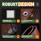 RAINDEWAY 8x8 Feet Super Heavy Duty 18 Mil Brown Poly Tarp Cover, UV Resistant, Weatherproof, Multipurpose Waterproof Poly Tarp with Grommets and Reinforced Edges
