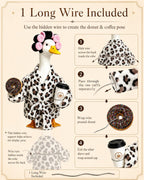 GSPIM Leopard Print Robe Porch Goose Outfits for 23" Goose Statue Funny Retro Home Patio Decor with Hair Curlers Bath Robe Waist Belt Coffee Cup Donut (Leopard Print Bathrobe)