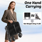 Wagons Carts Foldable, 280 Lbs with Adjustable Handle, Black Lightweight Portable, Collapsible Wagon for Beach Trip, Camping, Shopping, Sports, Travel, Picnic and Grocery (Dark Black)