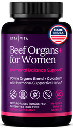Primal Beef Organ Supplement for Women (Made in USA) Boosted w Shatavari, Maca, Ashwagandha, and Chasteberry - Grass Fed Uterus, Ovary, Liver, Kidney, Heart Bone Matrix, Gotu Kola and Queen Colostrum