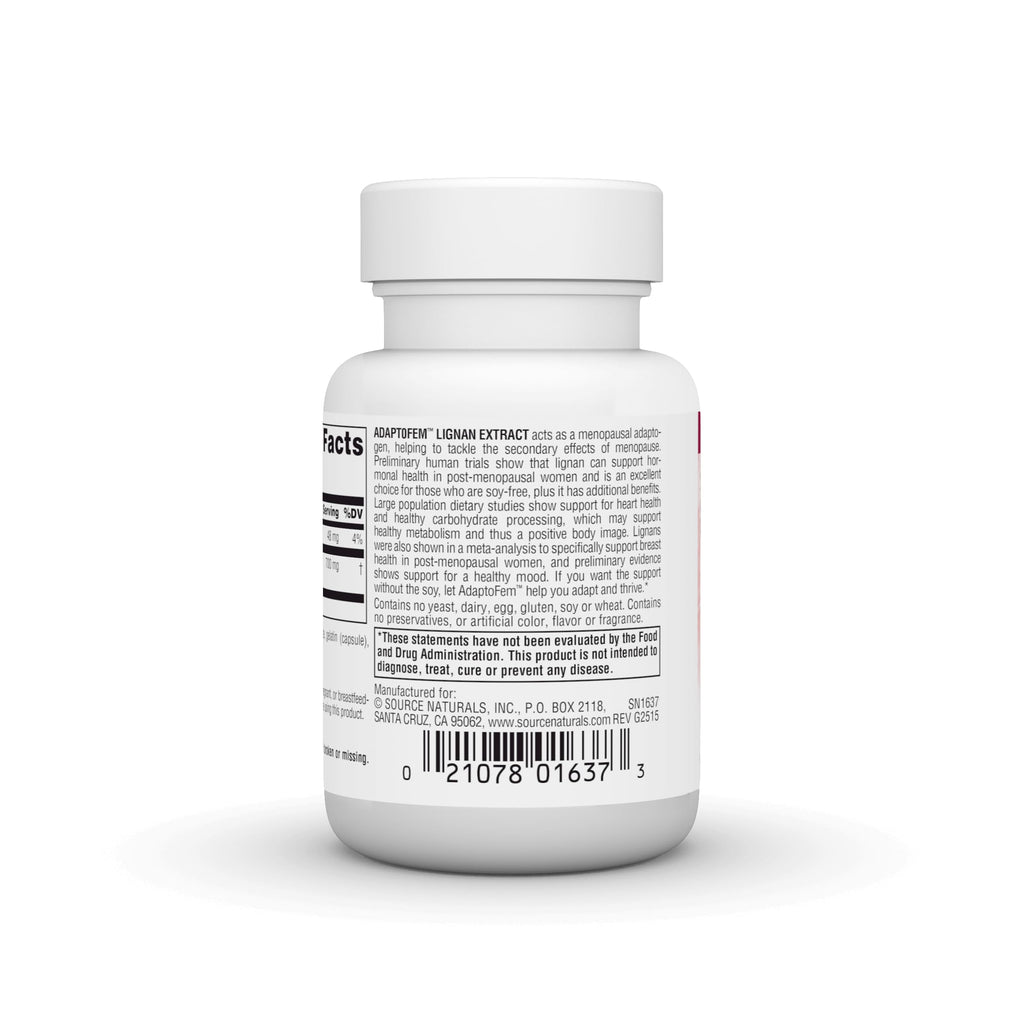 Source Naturals Adaptofem Lignan Extract, Soy-Free Menopausal Adaptogen* - 30 Capsules