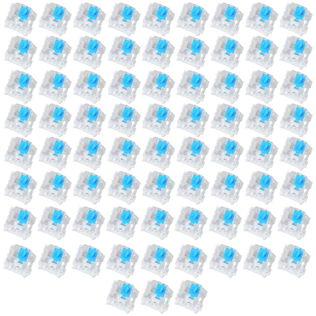 72 Pieces Blue Mechanical Keyboard Switches, 3 Pin Pre-Lubricated Clicky Key Switches, Dustproof and Waterproof Keyboard Accessories for Mechanical Gaming Keyboard