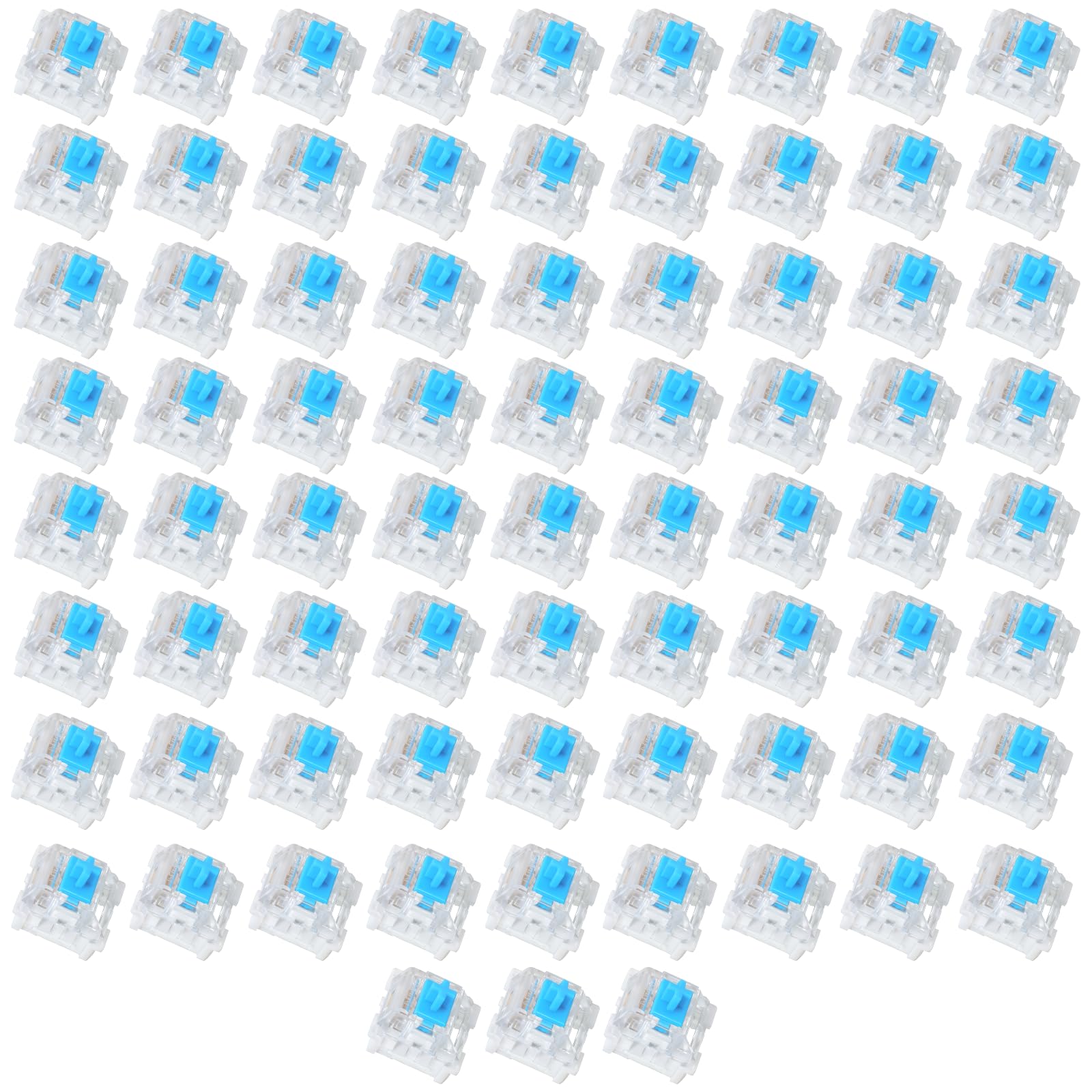72 Pieces Blue Mechanical Keyboard Switches, 3 Pin Pre-Lubricated Clicky Key Switches, Dustproof and Waterproof Keyboard Accessories for Mechanical Gaming Keyboard