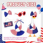 ENBOFID 4th of July Bikini Porch Goose Outfits, Patriotic Summer Goose Outfits Costume for 23inch Plastic Cement Statue, Independence Day Goose Outfits Clothes for Outdoor Garden Patio Decor