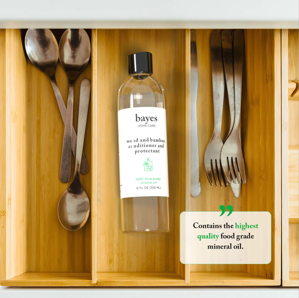 Bayes Food Grade Mineral Oil for Cutting Board - Mineral Oil Food Grade for Bamboo, Teak & Wood Conditioner and Protectant - Cutting Board Oil Food Grade Formula - Wood Oil for Cutting Board - 12 oz