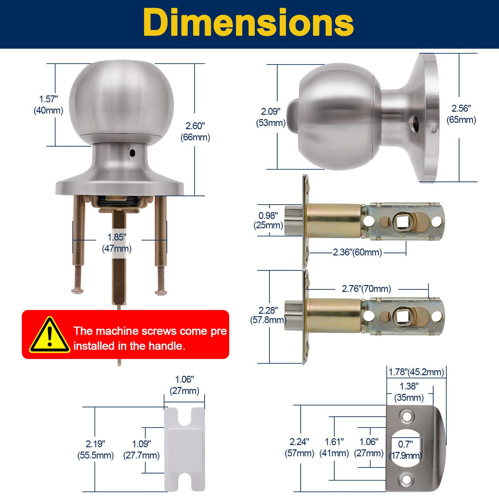 Lanwandeng 4 Pack Door Knobs with Lock and Key,All Keyed Same Entry Door Knob, Exterior and Interior Door Lock, Door Handle Satin Nickel