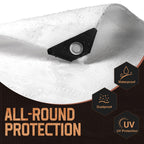 Tarp Heavy Duty 8x20 FT, 12 Mil Thick Large Tarps Water-Proof with Grommets, UV& Tear Resistant, Plastic Cover for Pool Roof Tent Outdoor Firewood, White
