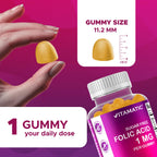 Vitamatic Folic Acid Gummies 1000 mcg (1 mg) – Essential Prenatal Vitamin B9 for Mom & Baby – 120 Vegan Gummies per Bottle – 2 Pack