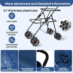 Double Pet Stroller for Dogs and Cats,Cat Strollers for 2 Cats,Double Dog Stroller for 2 Small Medium Dogs,4 Lockable Wheels/Lightweight/Folding,Navy Blue