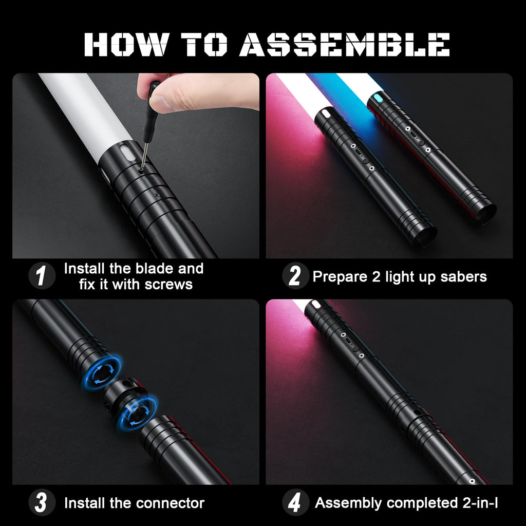 TQQALCYS Lightasaber, Type-C Rechargeable Sword Toy for Kids Cosplay, 2PCS