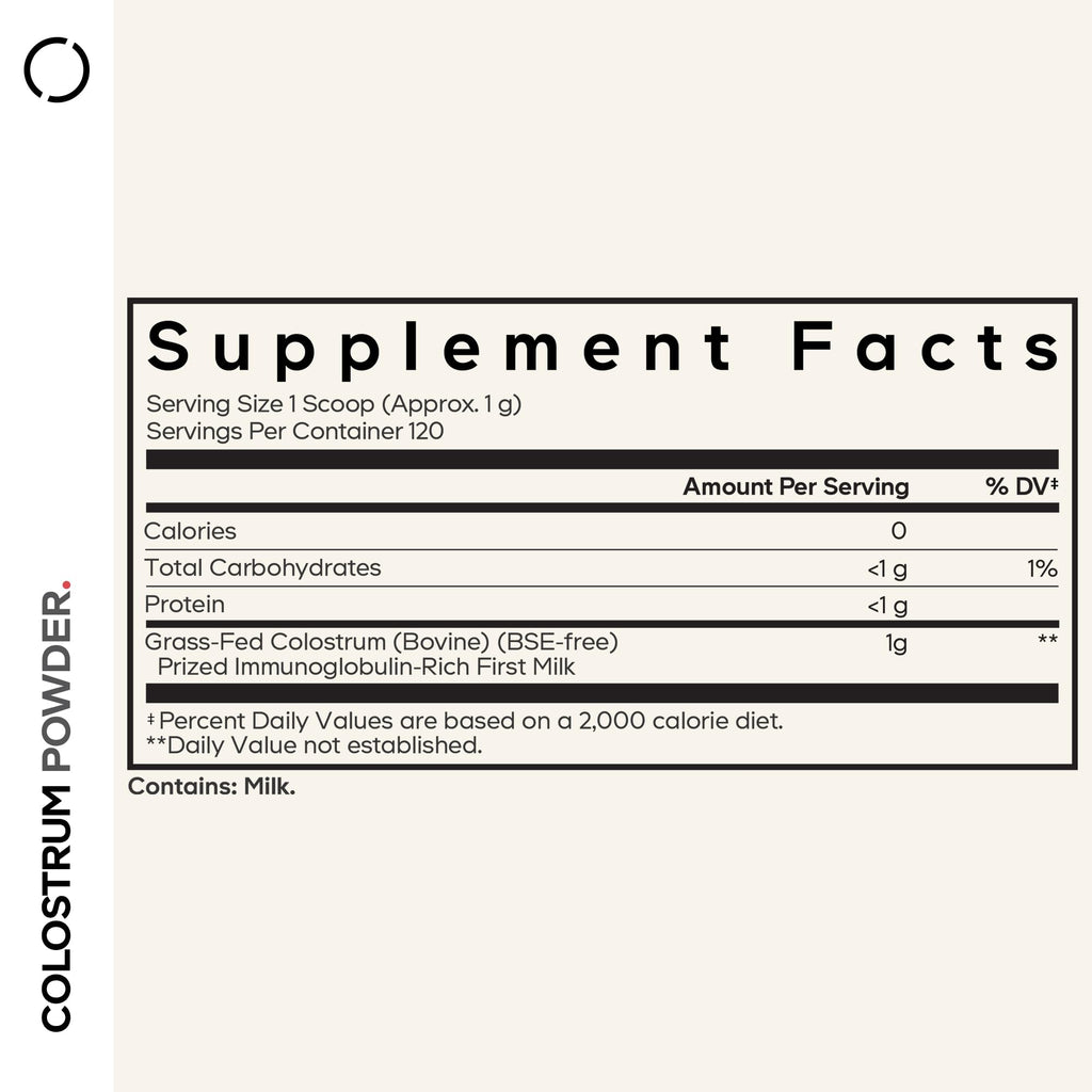 Codeage Bovine Colostrum Powder Supplement 4-Month Supply, 1000mg per Serving, Grass-Fed Ethically Sourced, Immunoglobulin-Rich Prized First Milk, Cold-Chain Pasteurized, Agglomerated, Non-GMO, 4.3 OZ