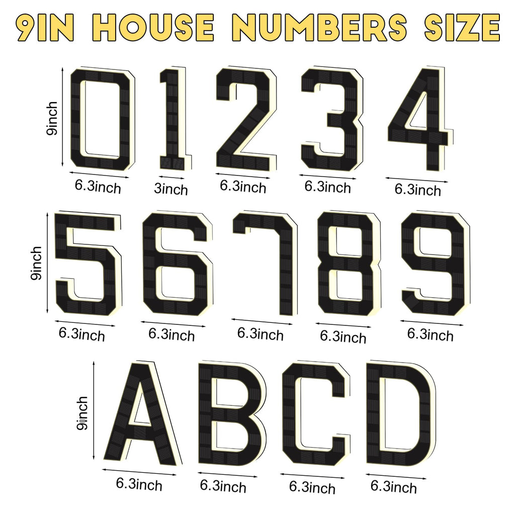2026 New Solar House Numbers for Outside, Light Up Address Numbers for House, No Drill Adhesive or Screw Mount, IP65 Waterproof LED Illuminated Modern Address Sign, Dusk to Dawn (0, 9 inch)