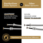 Purrfectzone Bidet Sprayer for Toilet, Handheld Sprayer Kit, Cloth Diaper Sprayer Set - Easy to Install - Stainless Steel