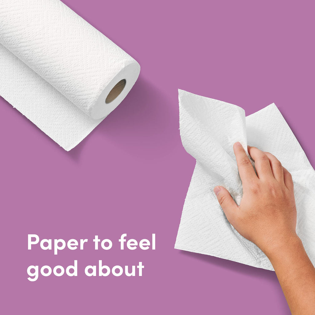 Amazon Aware Bamboo Paper Towels, 6 Rolls, 2 ply, 150 Sheets, 900 Count, Plastic-Free, Multicolor