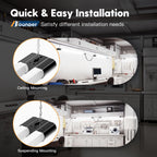 BBOUNDER 4 Pack Linkable LED Utility Shop Light, 4400 LM, Super Bright 6500K Cool Daylight, 4 FT Integrated Fixture for Garage, 40W Equivalent 250W, Surface + Suspension Mount, Black