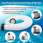 IDEASURE 1.5" Diameter 29060E Pool Pump Hoses for Above Ground Pools - 59" Long Pool Hoses for Intexx Cole man Filter Pumps, Sand Filters & Saltwater Systems with 1,500 to 2,500 GPH Capacity, 2 Pack