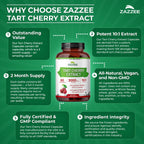Zazzee Tart Cherry 10:1 Extract, 60 Vegan Capsules, 2 Month Supply, Montmorency Cherry, Certified Kosher, Joint & Uric Acid Support, Antioxidant Support Formula, Non-GMO, Made in the USA
