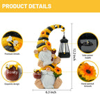QZZP Solar Bee Garden Gnomes with LED Lantern, 12.2-Inch Outdoor Statue