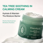 ESSENHERB Tea Tree Soothing In Calming Cream for Sensitive Skin with Tea Tree Oil & Cica, Helps reduce redness and breakouts, Soothing skin and providing hydration, Korean Skin Care (2.70 fl.oz)