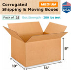 Medium Moving & Shipping Boxes 14"L x 10"W x 8"H (25-Pack) - Extra Strength 200 lb vs Regular - Corrugated Heavy Duty Shipping Boxes - Durable Box for Shipping - Box to Pack by IDL Packaging