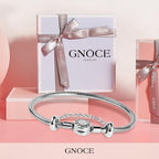 GNOCE Stainless Steel Snake Chain Charm Bracelet W/Safety Gift for Women(7.5in)