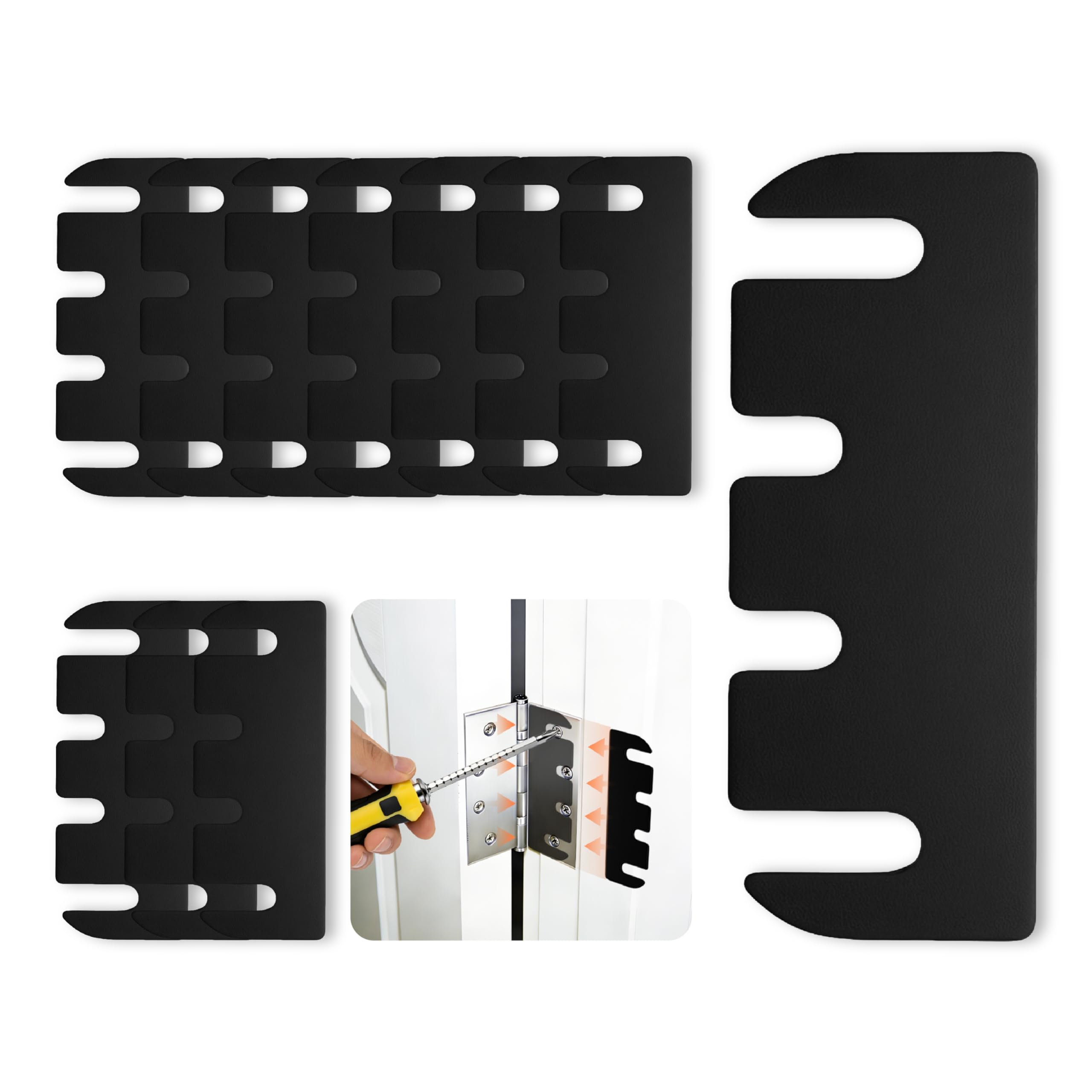 36pcs Door Hinge Shims 4 inch,Black Hinge Spacers,Thickness Adjustable Spacer for Doors, Adjusting The Spacing to Align,Can Be Trimmed (36, L4in/T0.05in)