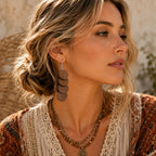 Bohemian Wooden Layered Disc Dangle Earrings, Boho Style Round Drop Earrings for Women, Lightweight Statement Jewelry for Daily Wear & Party (6 Circle Round Wooden Drop Earrings)