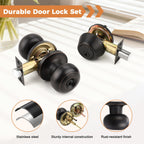 Probrico Entry Door Knob Keyed Alike with Single Cylinder Deadbolt Combination, Oil-Rubbed Bronze, 5 Pack