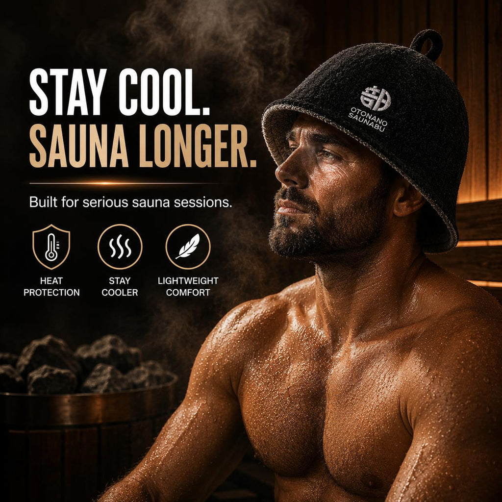 OTONANOSAUNABU Navy Sauna Hat – Japanese Design, 100% Wool Felt,Double-Layer Reversible Sauna Cap for Men & Women,Heat Protection Finnish Banya Hat