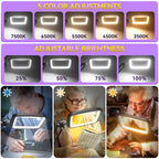 10X 30X Extra Large Magnifying Glass with Light and Stand,7-inch Lighted Magnifier,5 Color Modes Stepless Dimmable,Rectangle Hands-Free Magnifying Glass Desk Lamp for Reading Craft Hobby Close Work