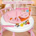 HolyBase Music and Lights Baby Walker Foldable with 9 Adjustable Heights, Baby Walker with Wheels Portable, Infant Toddler Walker for Baby Boy Girls 6-18 Months