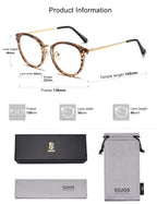 SOJOS Retro Round TR90 Blue Light Reading Glasses Womens Mens Readers Computer Glasses Eyewear Frame SJ9001, Bright Leopard Frame 0.00 x