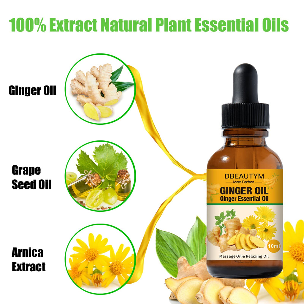 12 Pack Ginger Oil,Ginger Oil for Lymphatic Drainage,Pure Ginger Essential Oil,Relaxing Massage Oils for Massage Therapy,SPA Massage Oils,Sore Muscle Arnica Oil for Men and Women