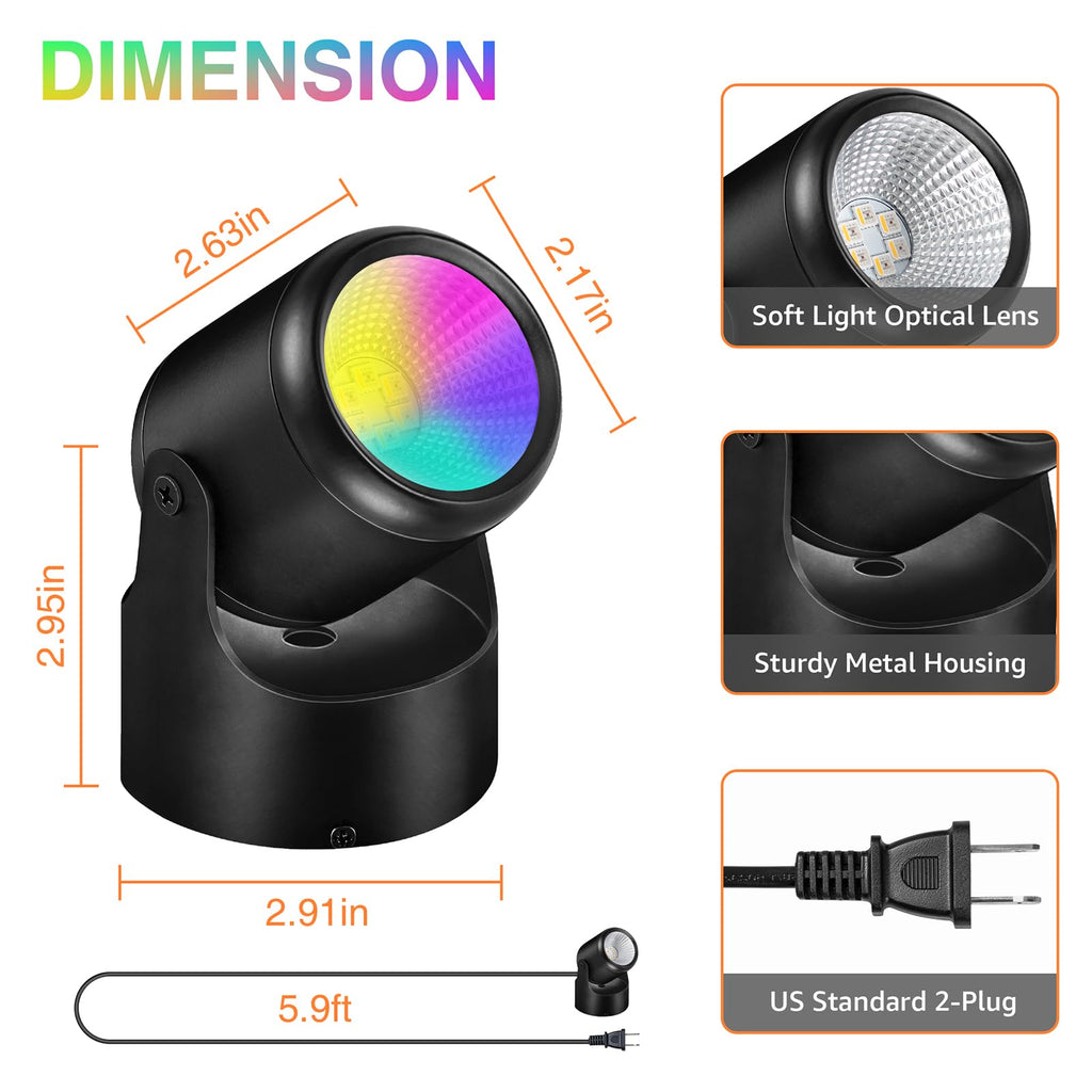 URTOM 6W RGBW Up Lights Indoor Halloween LED Floor Spotlight with Remote