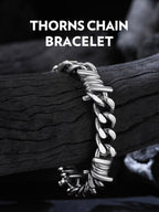 Bandmax 12MM Chunky Cuban Chain Bracelet for Men Stainless Steel Punk Emo Style Barbed Wire Bracelets Thorn Wristlet Adjustable Gift for Son Grandson Husband