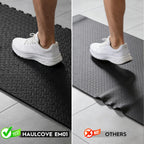 Haulcove 18pcs Puzzle Exercise Mat, 12.6"x12.6"x0.4", 18sqft EVA Interlocking Foam Floor Tiles, Non-Slip, Protective, Water-Resistant Flooring for Home Gym & Workout Equipment, Black