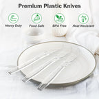 Dealusy 360 Count Extra Heavy Duty Clear Plastic Knives Disposable